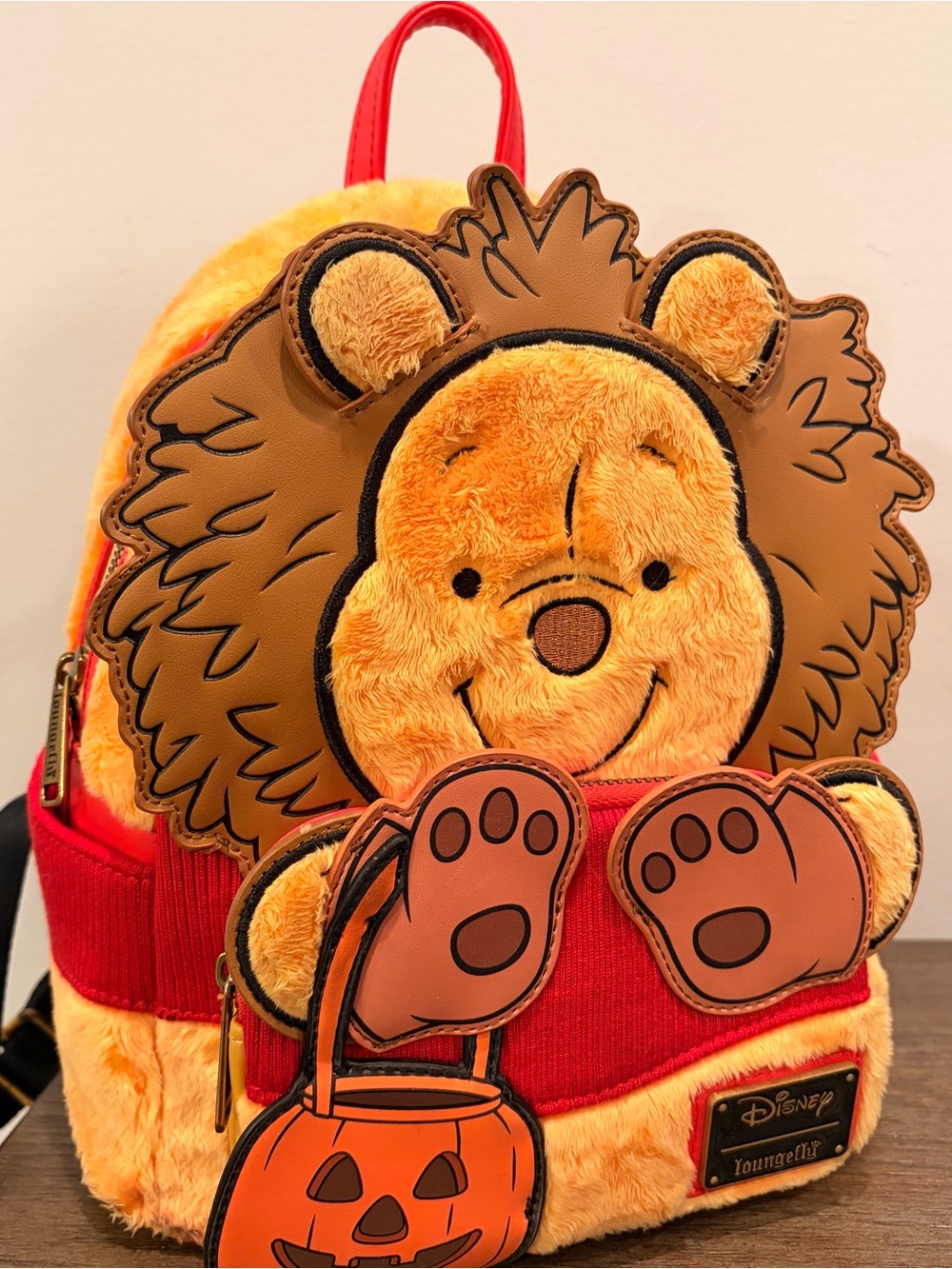 NWOT Loungefly Disney Winnie the Pooh Plush Lion Costume Backpack - Yellow & Red